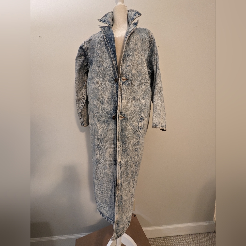 Vintage 80s Acid Wash Jean Trench